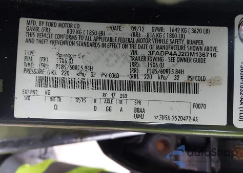 2013 Ford Fiesta S from USA, damaged, VIN 3FADP4AJ2DM136716